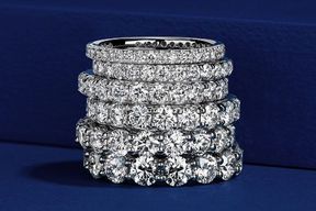 A stack of diamond eternity bands