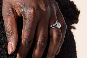 Curved wedding band and engagement ring