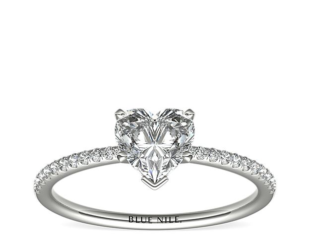 Petite Micropavé Diamond Engagement Ring in 14k White Gold (1/10 ct. tw.)