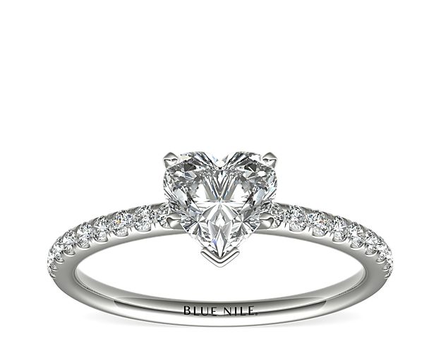 Riviera Pavé Diamond Engagement Ring in 14k White Gold (1/6 ct. tw.)