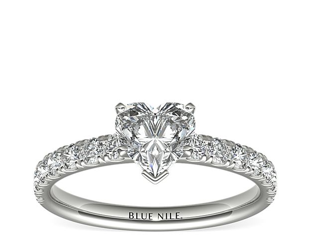 Scalloped Pavé Diamond Engagement Ring in 18k White Gold (3/8 ct. tw.)