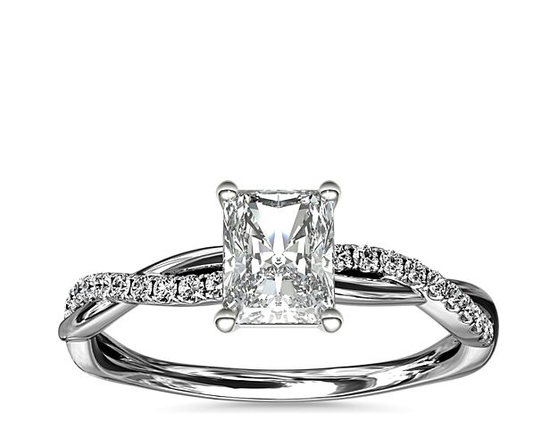 Petite Twist Diamond Engagement Ring in 14k White Gold (1/10 ct. tw.)