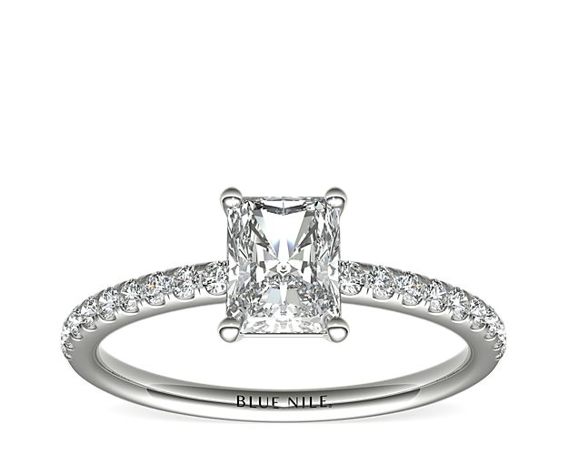 Riviera Pavé Diamond Engagement Ring in 14k White Gold (1/6 ct. tw.)