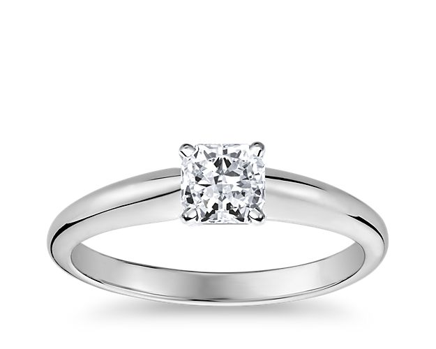Classic Simple Solitaire Engagement Ring in 14k White Gold
