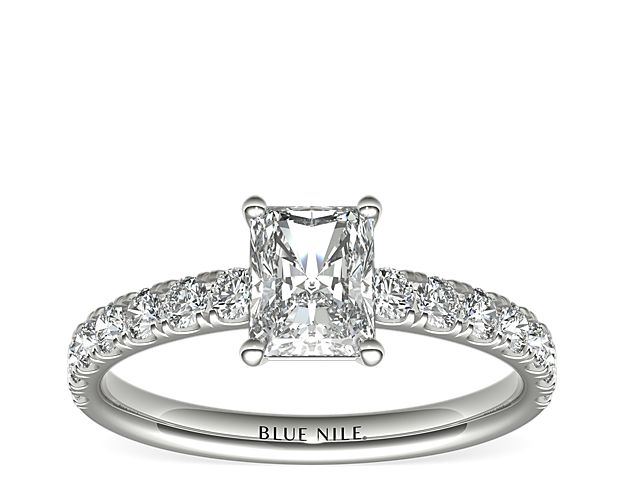 Scalloped Pavé Diamond Engagement Ring in 18k White Gold (3/8 ct. tw.)