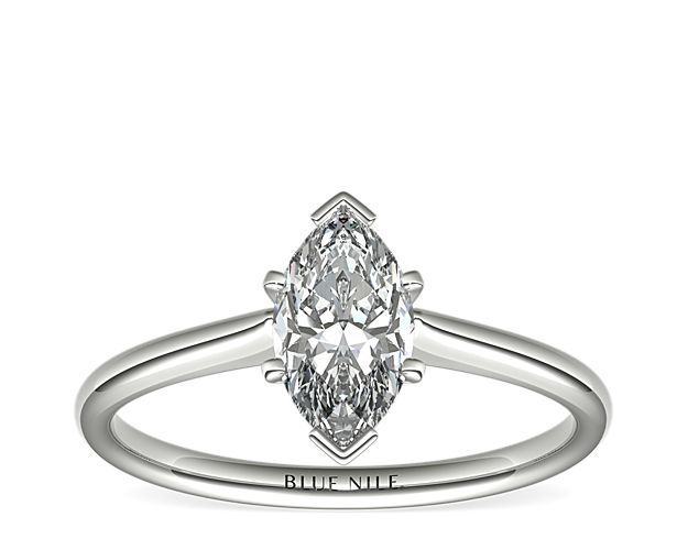 Petite Solitaire Engagement Ring in 14k White Gold