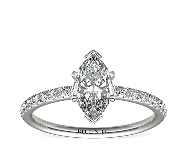Riviera Pavé Diamond Engagement Ring in 14k White Gold (1/6 ct. tw.)