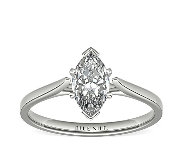 Petite Cathedral Solitaire Engagement Ring in 14k White Gold