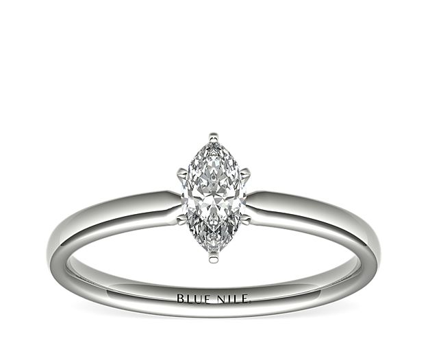 Six-Prong Low Dome Comfort Fit Solitaire Engagement Ring in 14k White Gold (2mm)