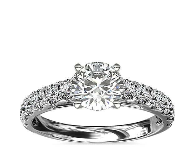 Riviera Cathedral Pavé Diamond Engagement Ring in 14k White Gold (1/2 ct. tw.)
