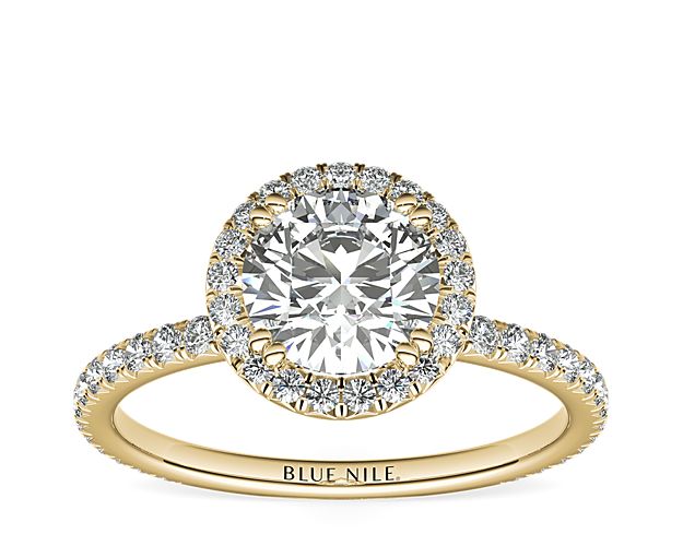 Blue Nile Studio Heiress Halo Diamond Engagement Ring in 18k Yellow Gold