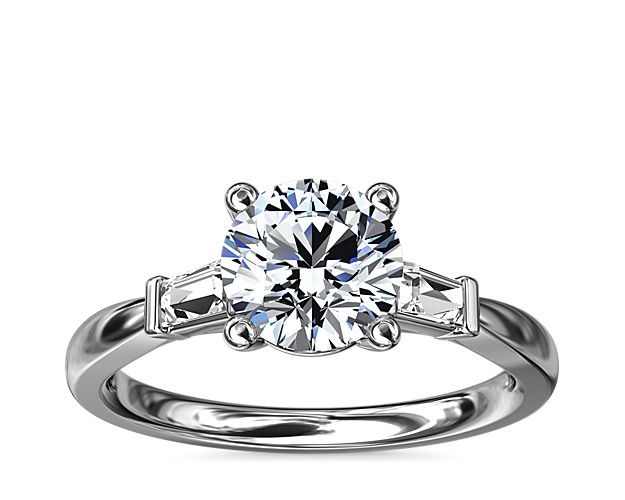Tapered Baguette Diamond Engagement Ring in 14k White Gold (1/6 ct. tw.)