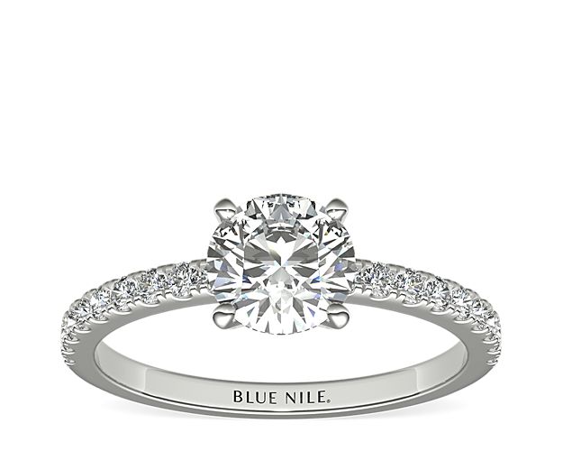 Petite Pavé Diamond Engagement Ring in 14k White Gold (1/4 ct. tw.)