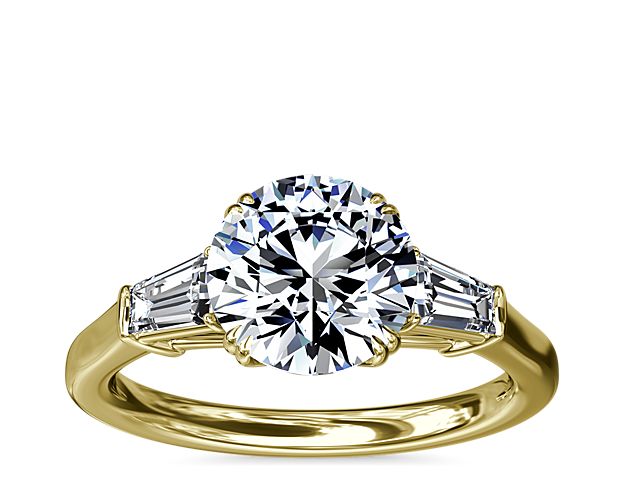 Three-Stone Tapered Baguette Diamond Engagement Ring in 18k Yellow Gold (1/2 ct. tw.)