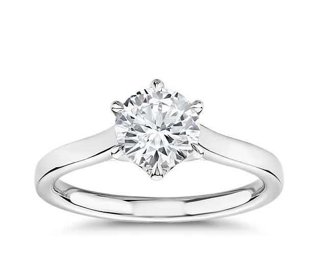 The Gallery Collection Six-Prong Trellis Solitaire Diamond Engagement Ring in Platinum