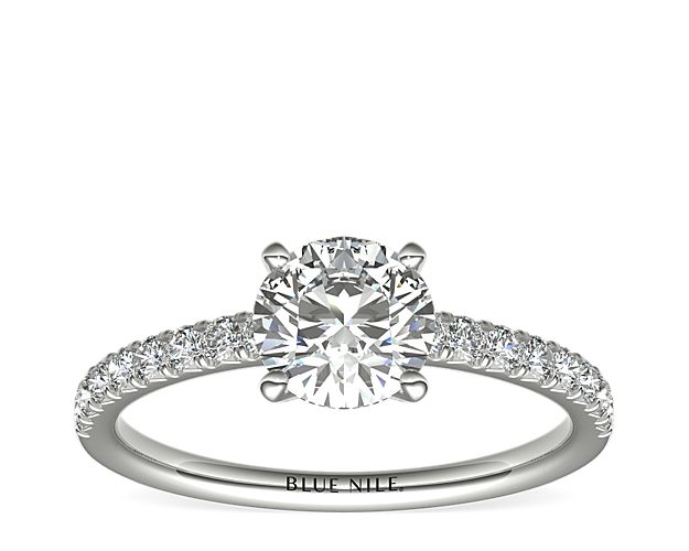 French Pavé Diamond Engagement Ring in 14k White Gold (1/4 ct. tw.)