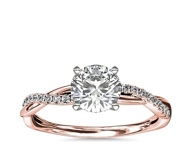 Petite Twist Diamond Engagement Ring in 14k Rose Gold (1/10 ct. tw.)