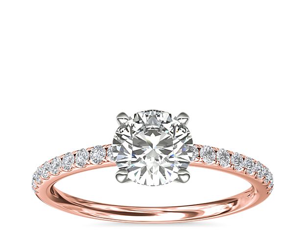 Riviera Pavé Diamond Engagement Ring in 14k Rose Gold (1/6 ct. tw.)