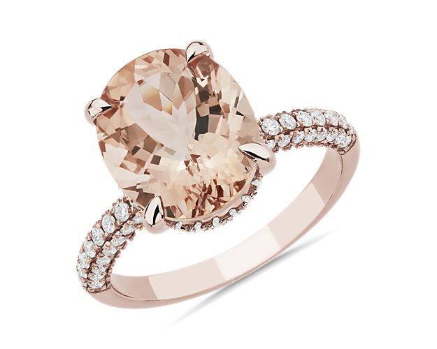 Oval Morganite Statement Ring in 14k Rose Gold (12x10mm)