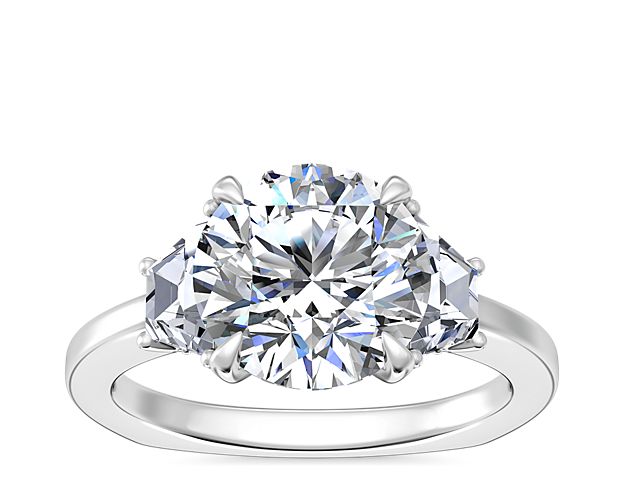 Bella Vaughan Trapezoid Three Stone Engagement Ring in Platinum (5/8 ct. tw.)