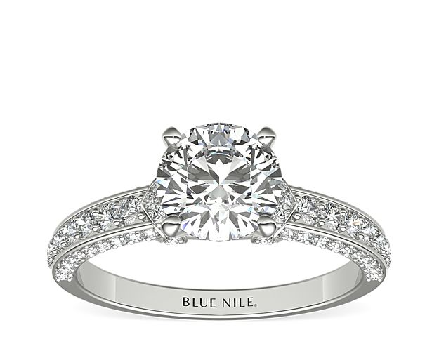 Blue Nile Studio Imperial Micropavé Diamond Engagement Ring in Platinum (3/8 ct. tw.)