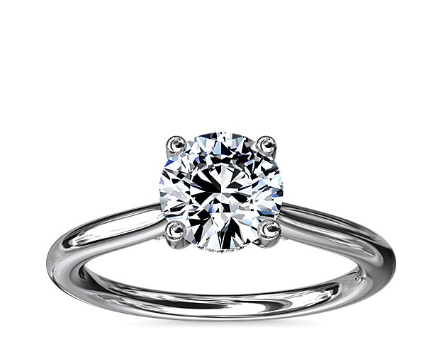 Petite Hidden Halo Solitaire Plus Diamond Engagement Ring in 14k White Gold