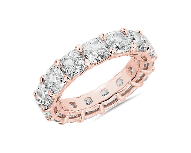 Lab Grown Diamond Cushion Cut Eternity Ring in 14k Rose Gold (8 ct. tw.)