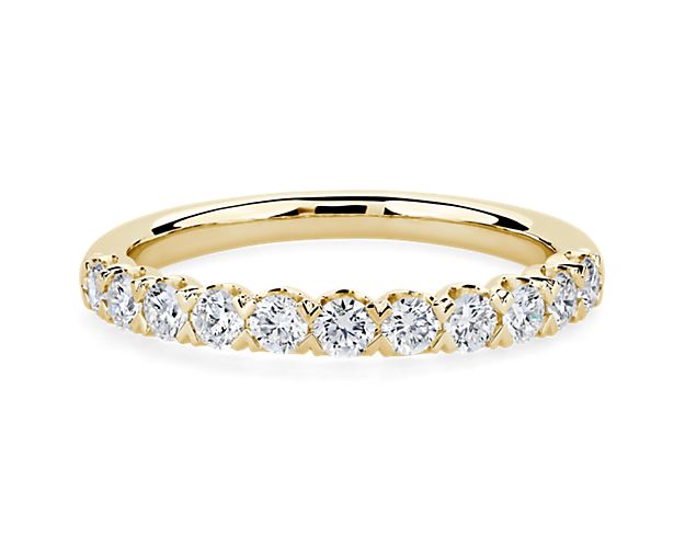 V-Prong Pave Diamond Anniversary Ring in 14k Yellow Gold (1/2 ct. tw.)