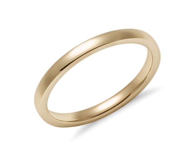 Low Dome Comfort Fit Wedding Ring in 14k Yellow Gold (2mm)