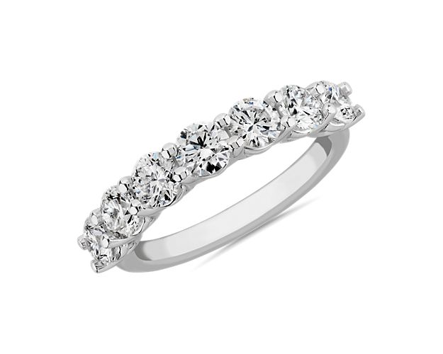 Lab Grown Diamond Low Dome Seven Stone Ring in 14k White Gold (1 1/2 ct. tw.)
