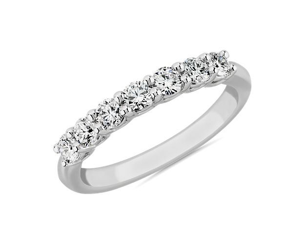 Lab Grown Diamond Low Dome Seven Stone Ring in 14k White Gold (1/2 ct. tw.)