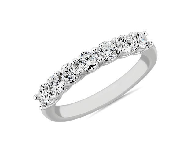 Lab Grown Diamond Low Dome Seven Stone Ring in 14k White Gold  (3/4 ct. tw.)