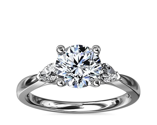 Pear Sidestone Diamond Engagement Ring in 14k White Gold (1/4 ct. tw.)