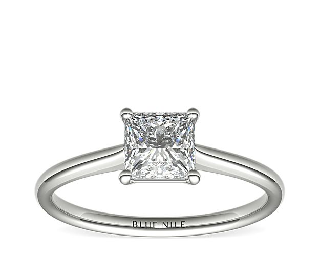 Petite Solitaire Engagement Ring in 14k White Gold