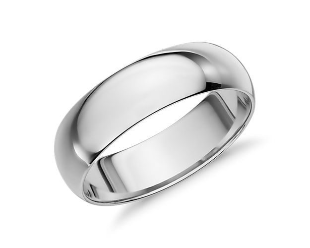 Mid-weight Comfort Fit Wedding Ring in 14k White Gold (6mm)