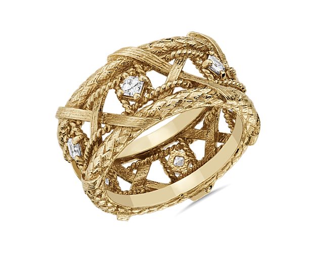Bella Vaughan Basket Weave Diamond Eternity Ring in 18k Yellow Gold (1/3 ct. tw.)