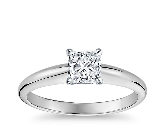 Classic Simple Solitaire Engagement Ring in 14k White Gold
