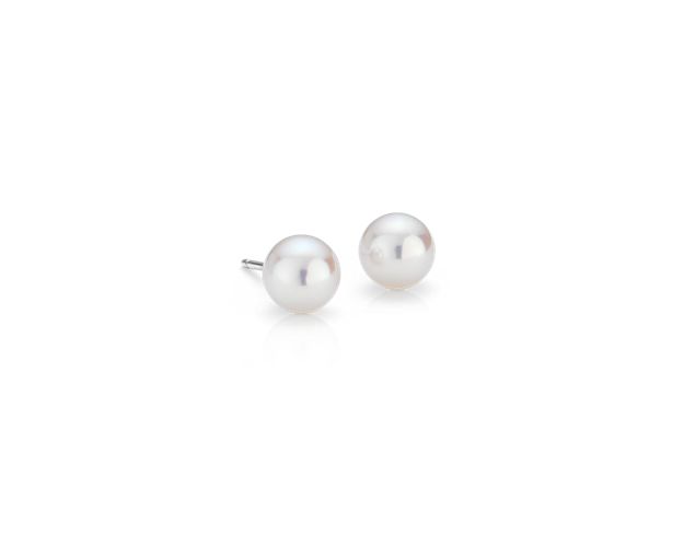 Premier Akoya Cultured Pearl Stud Earrings in 18k White Gold (6-6.5mm)