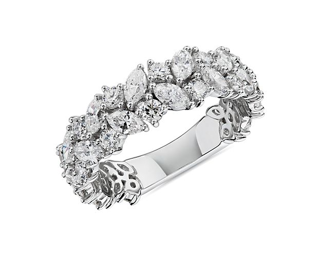 Marquise & Round Diamond Cluster Wedding Ring in 14k White Gold (2 ct. tw.)