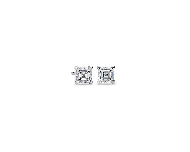 Lab Grown Diamond Asscher Cut Stud Earrings in 14k White Gold (1 ct. tw.)