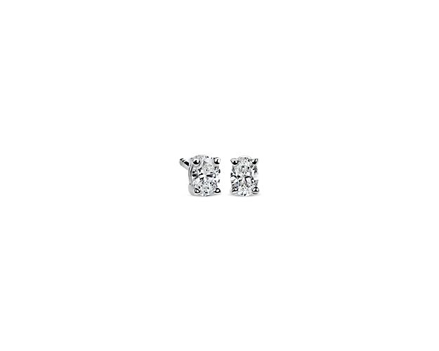 Lab Grown Diamond Oval Cut Stud Earrings in 14k White Gold (1/4 ct. tw.)