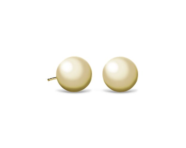 Bead Ball Stud Earrings in 14k Yellow Gold (10mm)