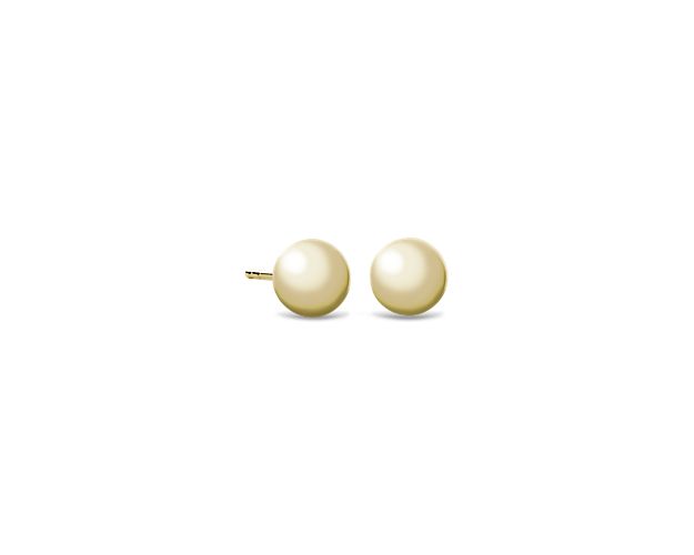 Bead Ball Stud Earrings in 14k Yellow Gold (6mm)