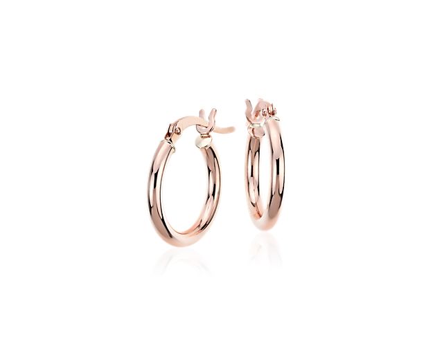 Small Hoop Earrings in 14k Rose Gold (2 x 15 mm)