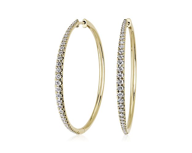 Diamond Graduated Hoop Earrings in 14k Yellow Gold (1 ct. tw.)