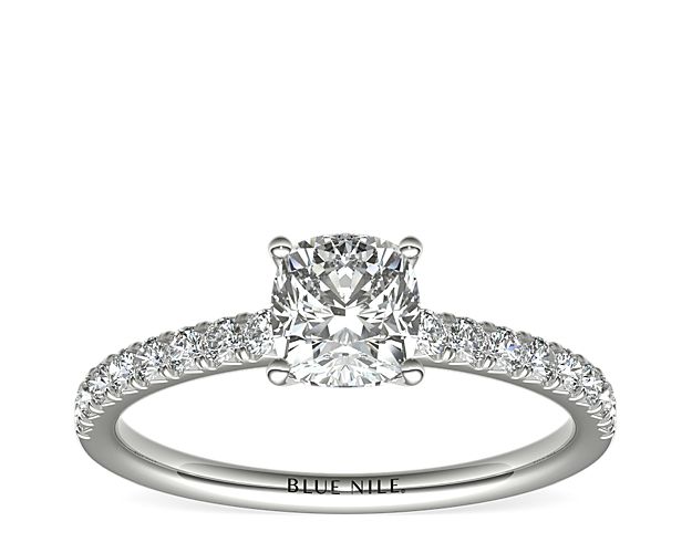 French Pavé Diamond Engagement Ring in 14k White Gold (1/4 ct. tw.)