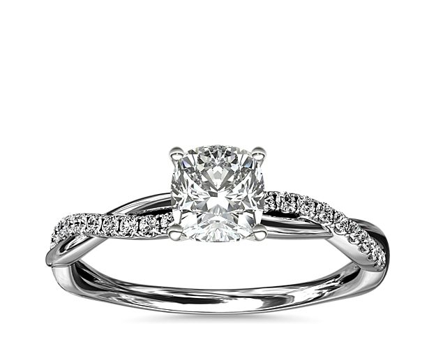 Petite Twist Diamond Engagement Ring in 14k White Gold (1/10 ct. tw.)