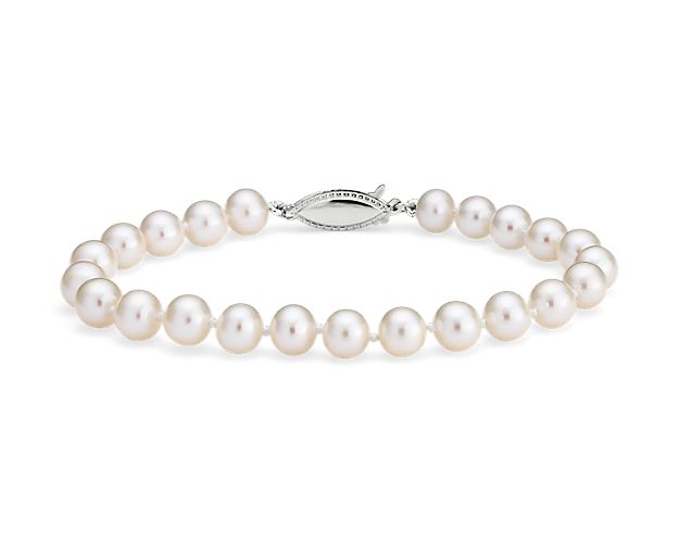 7.5" Freshwater Cultured Pearl Bracelet in 14k White Gold (6-6.5mm)