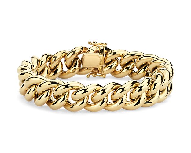 7.5" Oversized Curb Chain Bracelet in 14k Italian Yellow Gold (14 mm)