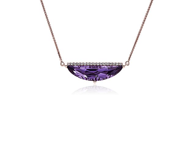 Rose De France Half Moon Pendant in 14k Rose Gold